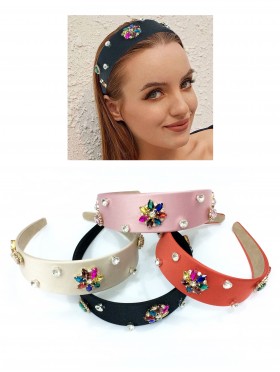 Multi-Coloured Charm & Rhinestone Hair Band